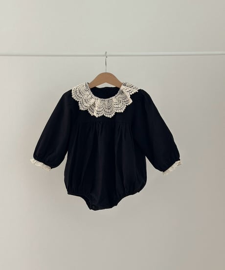 【即納】 noir lace rompers