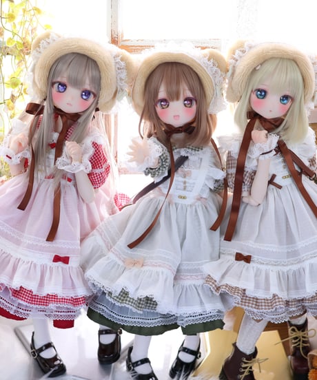 受注生産予約枠『ナナイロテントウ』ハニベア・ピクニックセット(レッド/グリーン/ブラウン)｜MDD・ 1/4TinyFox PEKO・KUMAKO/お届け目安：4か月後以降