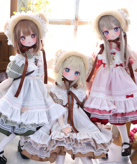 受注生産予約枠『ナナイロテントウ』ハニベア・ピクニックセット(レッド/グリーン/ブラウン)｜MDD・ 1/4TinyFox PEKO・KUMAKO/お届け目安：4か月後以降