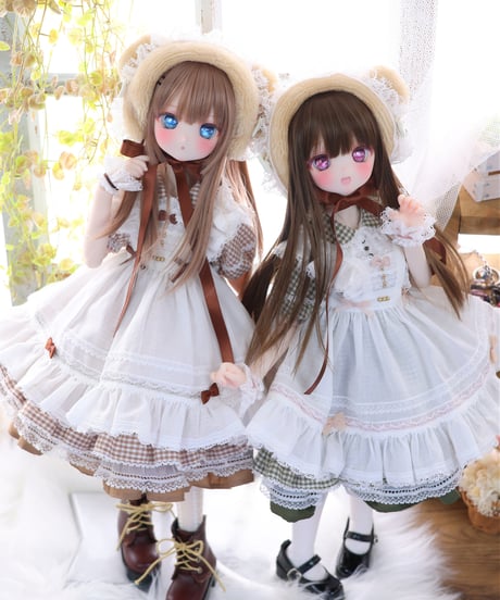 受注生産予約枠『ナナイロテントウ』ハニベア・ピクニックセット(レッド/グリーン/ブラウン)｜MDD・ 1/4TinyFox PEKO・KUMAKO/お届け目安：4か月後以降