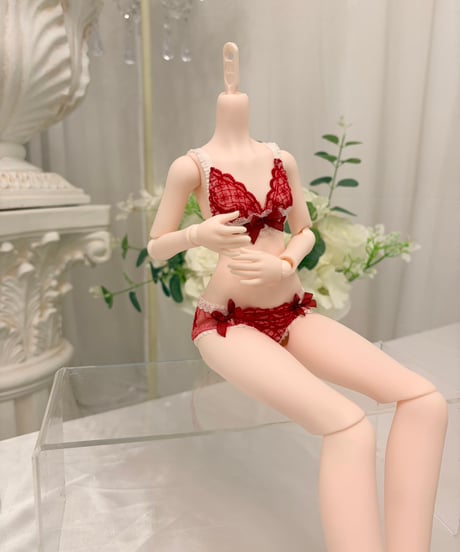 【数量限定】1/4TinyFoxPEKO体用!! aile d'ore(エルドール)下着上下セット WhiteGreenRed 1/4ドール用インナー 【お届け目安:12月～】【2027カレンダー付】