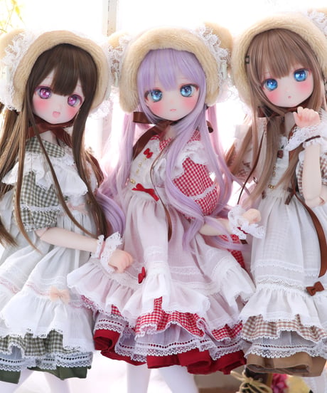 受注生産予約枠『ナナイロテントウ』ハニベア・ピクニックセット(レッド/グリーン/ブラウン)｜MDD・ 1/4TinyFox PEKO・KUMAKO/お届け目安：4か月後以降