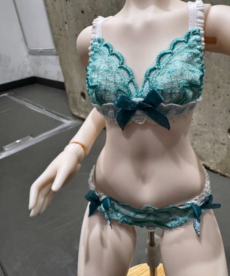 【数量限定】1/4TinyFoxPEKO体用!! aile d'ore(エルドール)下着上下セット WhiteGreenRed 1/4ドール用インナー 【お届け目安:12月～】【2027カレンダー付】