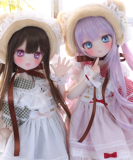 受注生産予約枠『ナナイロテントウ』ハニベア・ピクニックセット(レッド/グリーン/ブラウン)｜MDD・ 1/4TinyFox PEKO・KUMAKO/お届け目安：4か月後以降