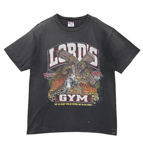 LORD'S GYM NO SWEAT NOT BY MIGHT NOR BY POWER BLACK SOFTEE LARGE 0969