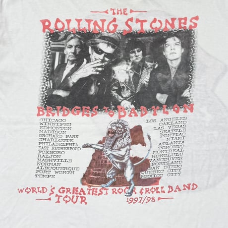 THE ROLLING STONES BIG TONGUE BRIDGES TO BABYLON WORLD TOUR 1997-1998 WHITE FITS XXL 1775