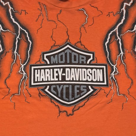 HARLEY DAVIDSON THUNDER & LIGHTNING OVP Nutter Fort ORANGE HANES LARGE 7625