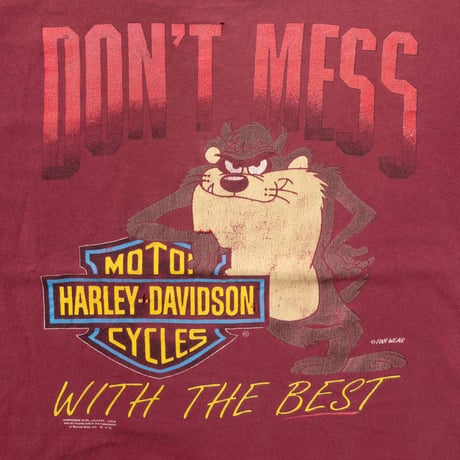 HARLEY DAVIDSON TASMANIAN DEVIL DON'T MESS WITH THE BEST BURGUNDY LARGE 2886