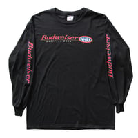 Budweiser NHRA SLEEVE LOGO LS BLACK JERZEES XL 4172