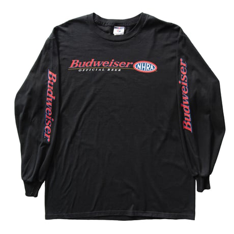 Budweiser NHRA SLEEVE LOGO LS BLACK JERZEES XL 4172