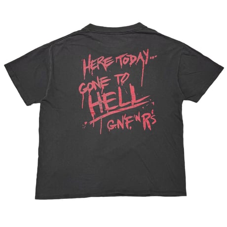 GUNS N' ROSES 1991 FRONT SKULL SWARD BACK RED TEXT BROCKUM XL 0764