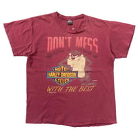 HARLEY DAVIDSON TASMANIAN DEVIL DON'T MESS WITH THE BEST BURGUNDY LARGE 2886