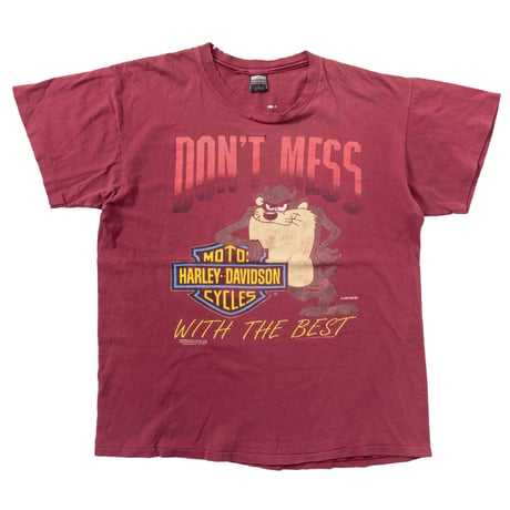 HARLEY DAVIDSON TASMANIAN DEVIL DON'T MESS WITH THE BEST BURGUNDY LARGE 2886
