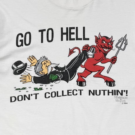MONOPOLY GO TO HELL FASHION VICTIM 1996 WHITE FRUIT OF THE LOOM LARGE 1713
