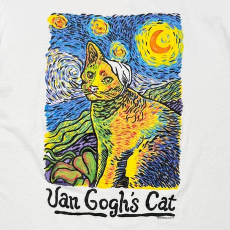 VINCENT VAN GOGH 1990 VAN GOSH'S CAT WHITE GILDAN XL 2589