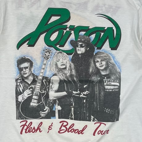 WARRANT × POISON FLESH & BLOOD TOUR BOOTLEG WHITE LARGE 0400
