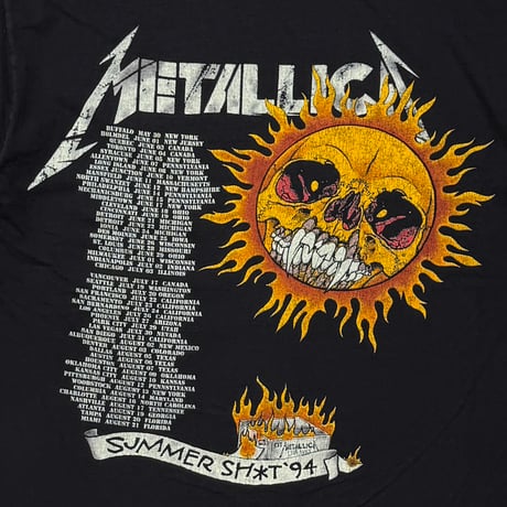 METALLICA PUSHEAD SIDE FLAME SKULL BACK SUMMER SHIT GIANT BY TULTEX XL 3745