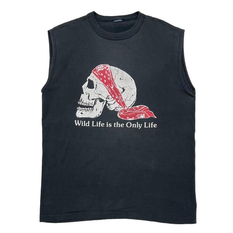 OLD&VINTAGE BANDANA SKULL WILD LIFE ONLY LIFE SLEEVELESS FITS LARGE 4140