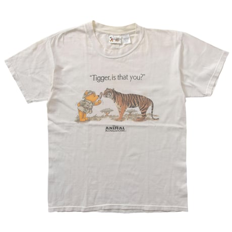 DISNEY VINTAGE ANIMAL KIGDOM POOH " TIGGER IS THAT YOU?" WHITE SMALL 0250