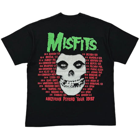 MISFITS HUGE SKULL FACE GREEN TEXT BACK AMERICAN PSYCHO TOUR 1997 FITS XL 7578