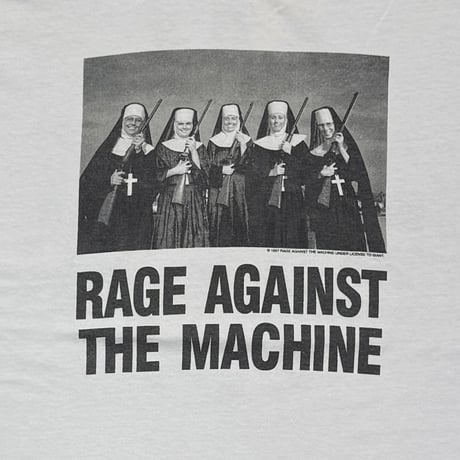 RAGE AGAINST THE MACHINE 1997 NUNS AND GUNS WHITE GINAT FITS XL 8035