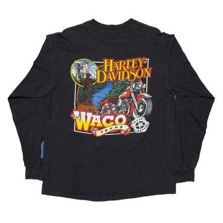 HARLEY DAVIDSON BLUE EMBLEM ARM FLAME WACO OF TEXAS LS LARGE 2904