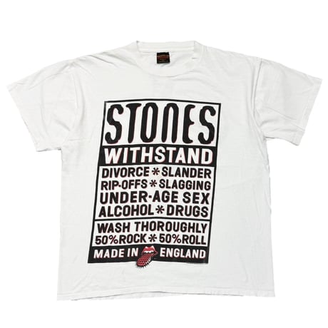 THE ROLLING STONES WITH STAND TEXT & SMALL SPIKE TONGUE WHITE BROCKUM XXL 7562