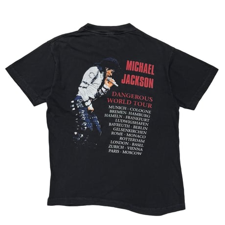MICHAEL JACKSON DANGEROUS WORLD TOUR RED TEXT BOOTLEG BLACK FITS XL 3664
