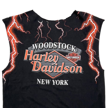 HARLEY DAVIDSON ORANGE THUNDER NEWYORK SLEEVELESS BLACK FITS XL 0596