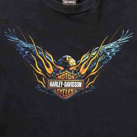 HARLEY DAVIDSON EAGLE FLAME LS BACK ORANGE EMBLEM OAK LAWN XL 7429
