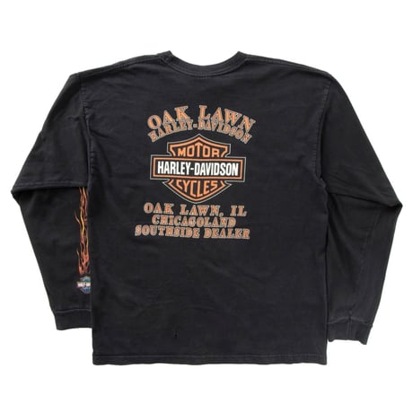 HARLEY DAVIDSON EAGLE FLAME LS BACK ORANGE EMBLEM OAK LAWN XL 7429