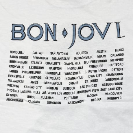 BON JOVI 1988 YOUNG PORTRAIT WORLD TOUR WHITE OSFA FITS XL 9013