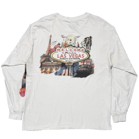 HARLEY DAVIDSON WELCOME LAS VEGAS TRUMP DICE FLAME LS WHITE LARGE 1958