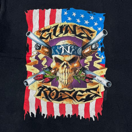 GUNS N' ROSES 1991 SKULL GUN AMERICAN FLAG BROCKUM XL 8063