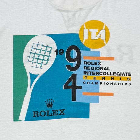 ROLEX 1994 ROLEX REGIONAL INTERCOLLEGIATE TENNIS CHAMPIONSHIPS WHITE FRUIT OF THE LOOM XL 9147