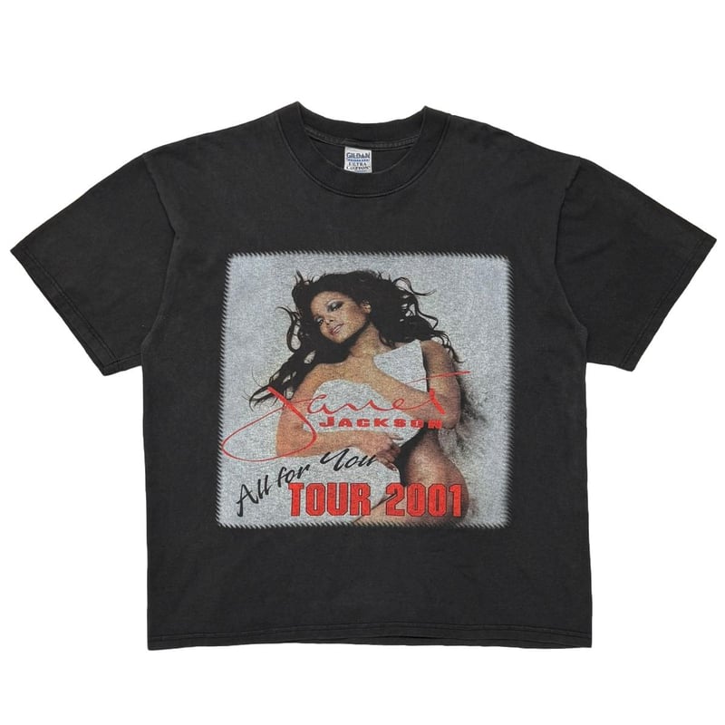 【フェード】2001 Janet jackson Tシャツ USA製 giant JANET JACKSON 2001 ALL FOR YOU TOUR BOOTLEG BLA