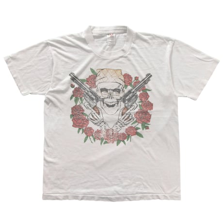 OLD & VINTAGE BANDANA SKULL GUN WHITE FRUIT OF THE LOOM LARGE 0474