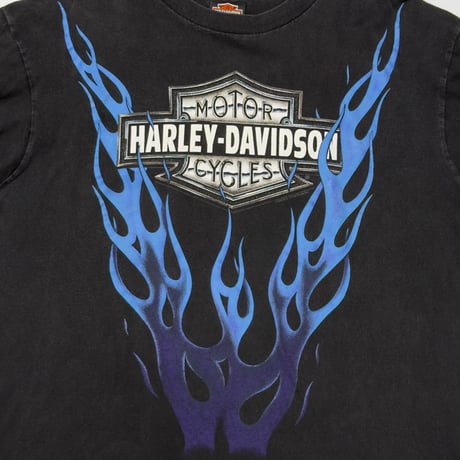 HARLEY DAVIDSON BLUE V FLAME BACK BAER LARGE 7939