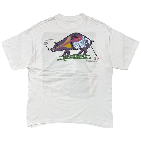 PEARL JAM 1993 THREADWORM WHITE EURO FITS XL 0849