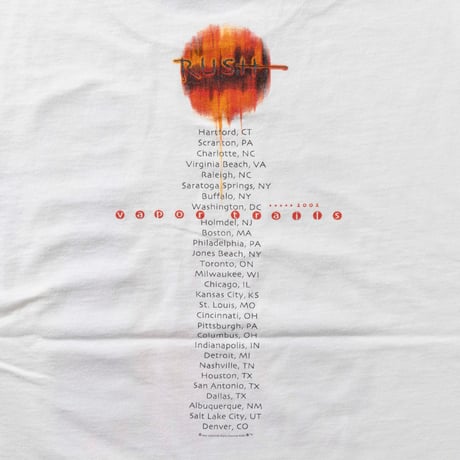 RUSH VAPOR TRAILS 2002 TOUR WHITE GILDAN XL 0490