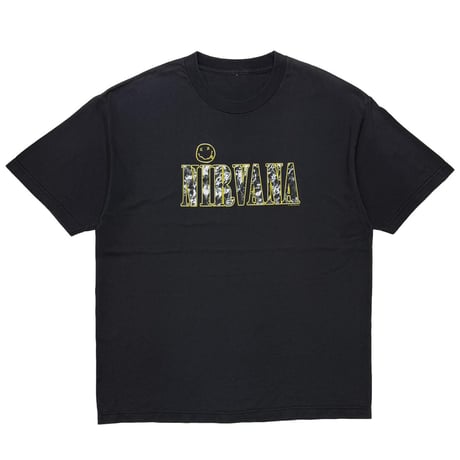 NIRVANA TEXT LOGO WITH SMILE BLACK FITS LARGE 7063