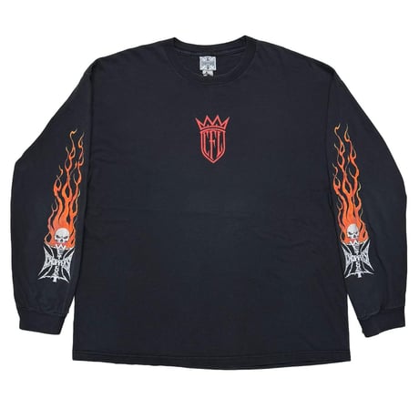 WEST COAST CHOPPERS RED FLAME SKULL IRON CORSS LS XXL 9322