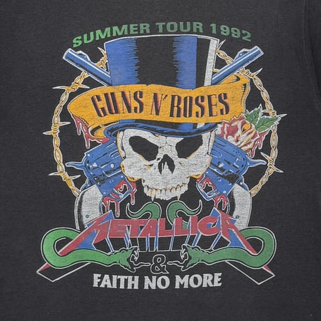 GUNS N' ROSES SKULL HAT METALLICA & FAITH NO MORE TOUR 1992 BLACK FITS LARGE 2634