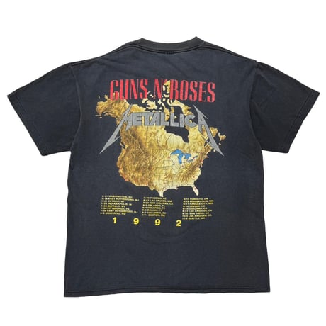 GUNS N' ROSES METALLICA 1992 TOUR FADED BLACK FITS LARGE 5424