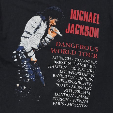 MICHAEL JACKSON DANGEROUS WORLD TOUR RED TEXT BOOTLEG BLACK FITS XL 3664