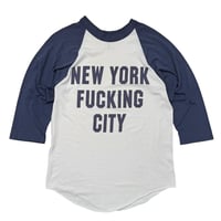 OLD&VINTAGE NEW YORK FUCKING CITY RAGLAN WHITE NAVY SOF TEE MEDIUM 0532