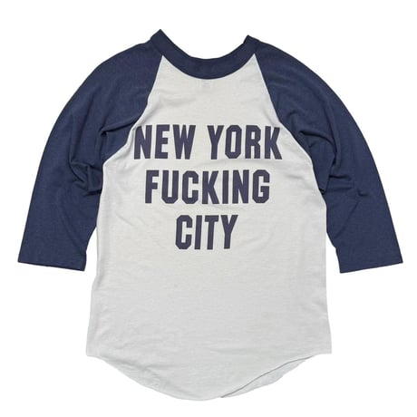 OLD&VINTAGE NEW YORK FUCKING CITY RAGLAN WHITE NAVY SOF TEE MEDIUM 0532