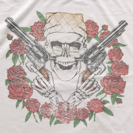 OLD & VINTAGE BANDANA SKULL GUN WHITE FRUIT OF THE LOOM LARGE 0474