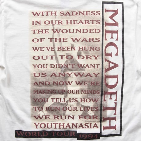 MEGADETH WORLD TOUR 1994 YOUTHANASIA GIANT LARGE 7717