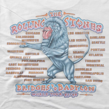 THE ROLLING STONES AMERICAN FLAG TONGUE BRIDGES TO BABYLON WORLD TOUR 97/98 WHITE ALL SPORT XL 9508